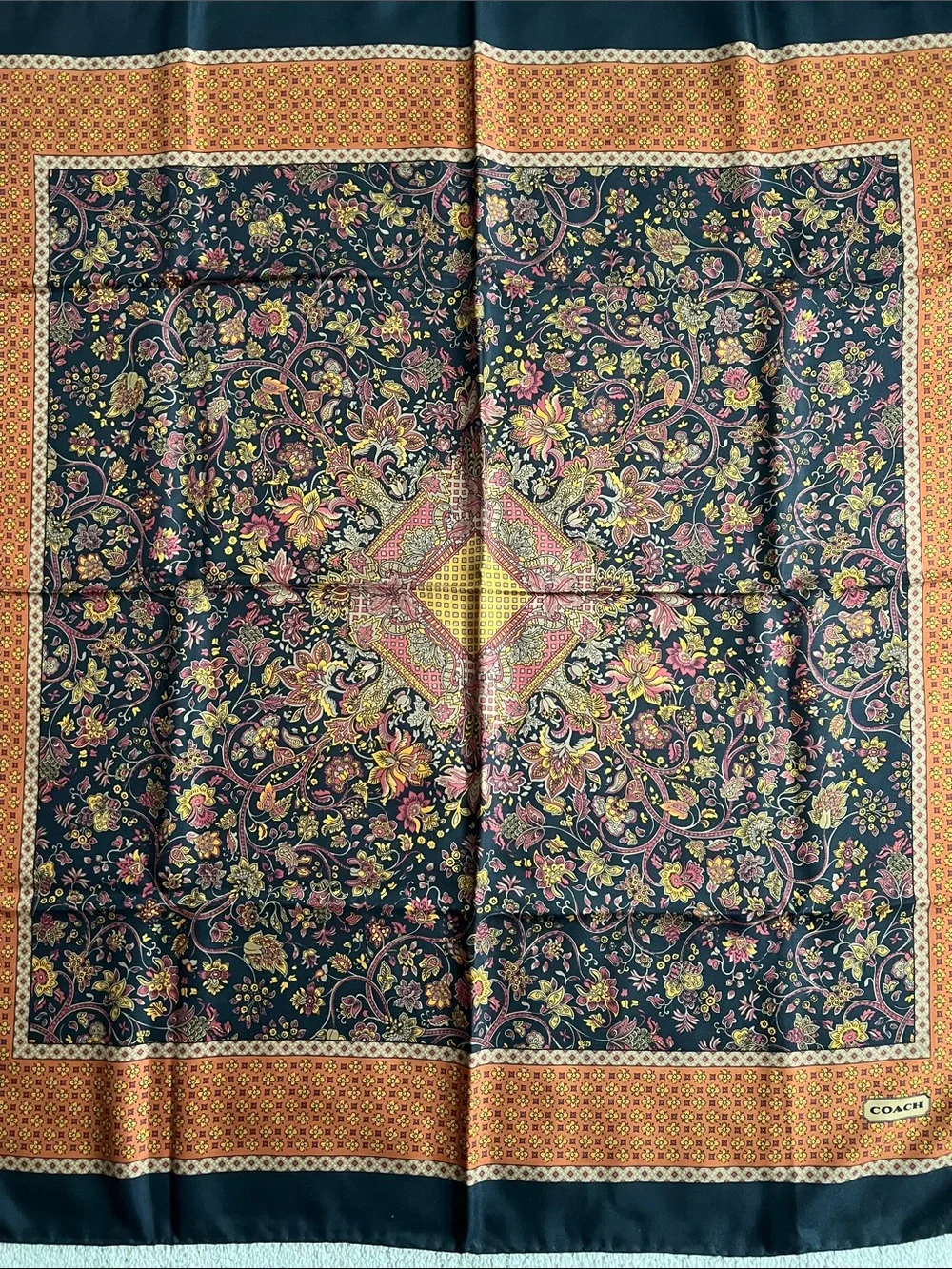 Coach Indian Flowers Silk Scarf Made in Italy